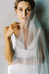 A model wearing Adele one tier wedding veil Madame Tulle bridal Sydney