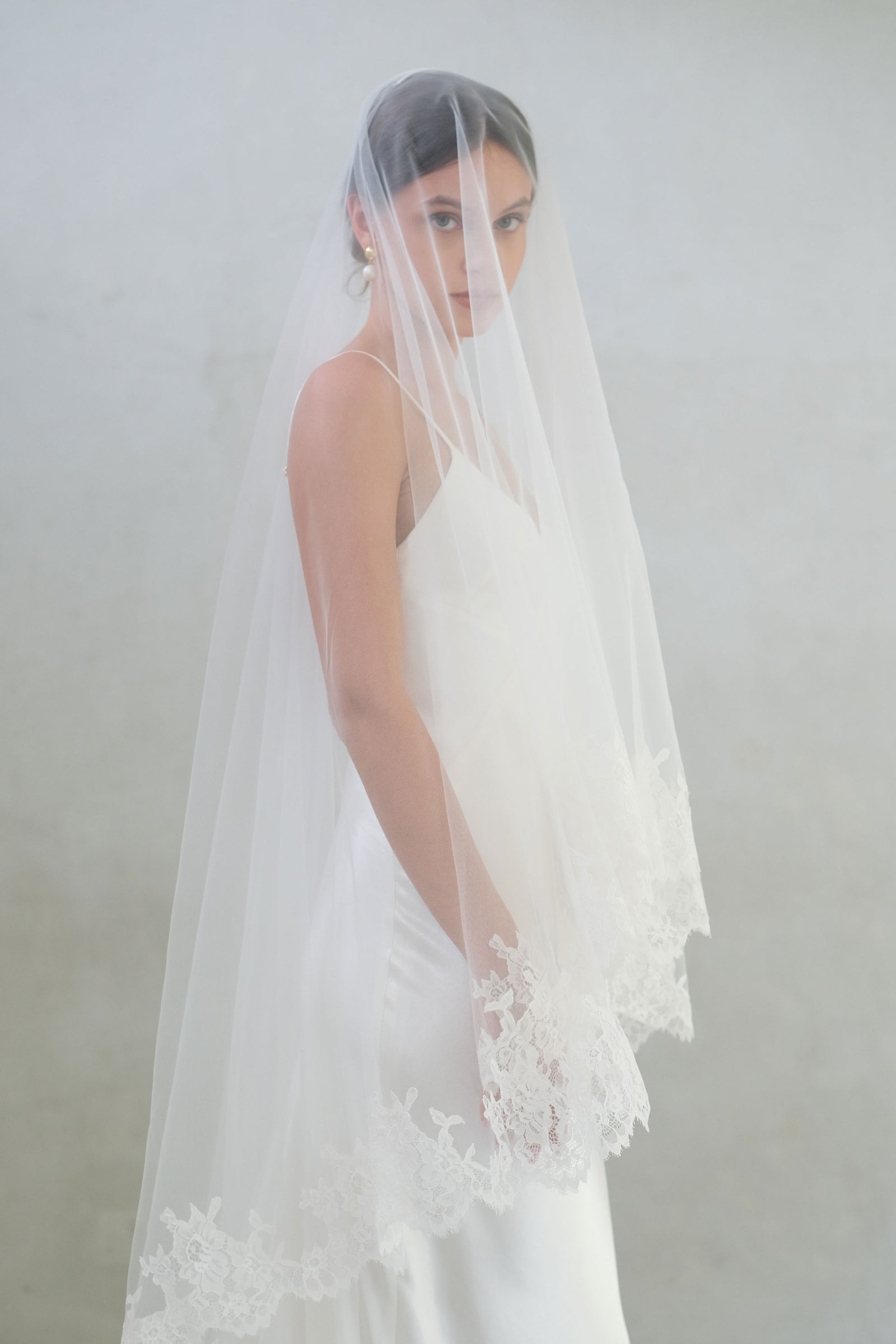 ADELINE II | Drop Veil with Lace Trim