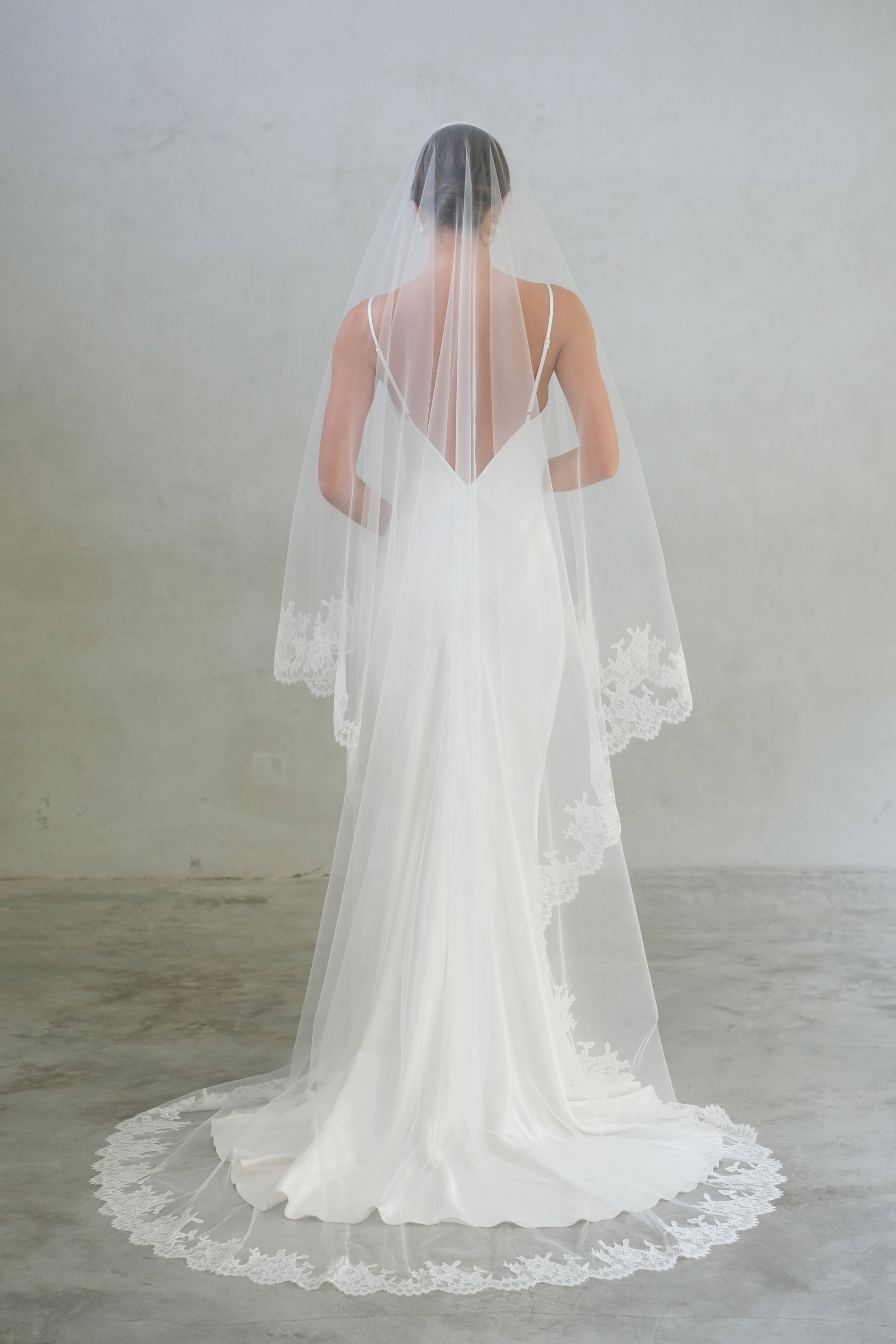 ADELINE II | Drop Veil with Lace Trim