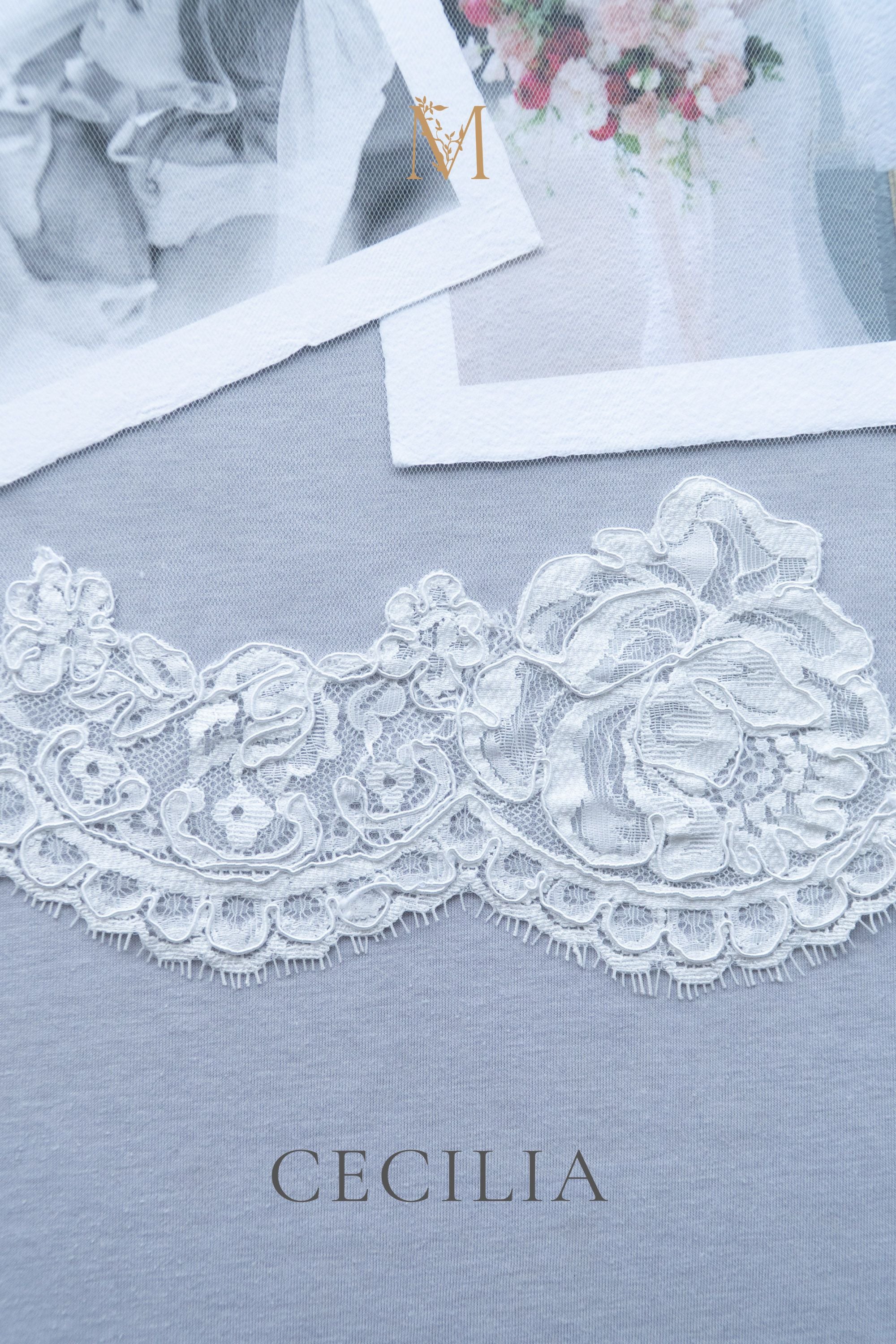 lace trim wedding veil swatch