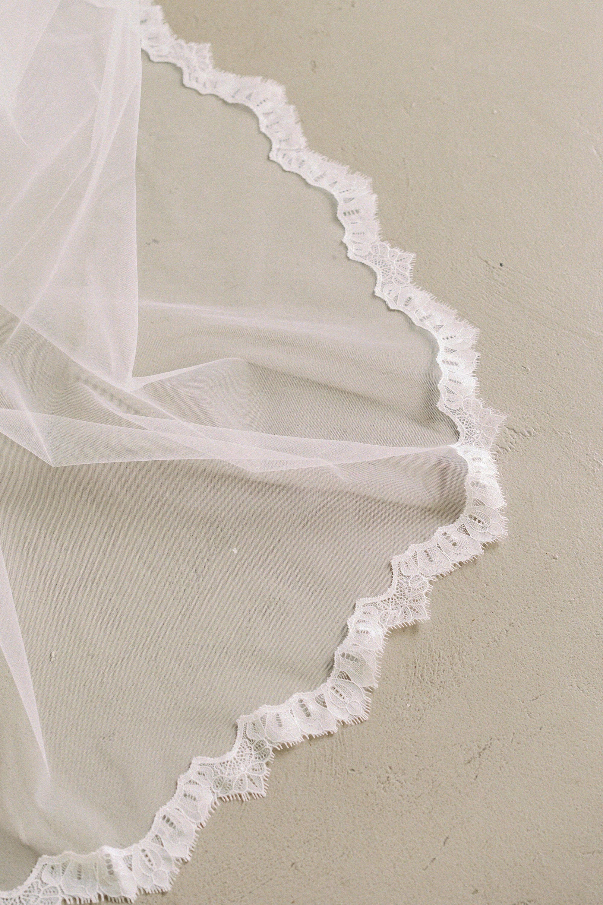 lace Mantilla veil lace trim wedding veil