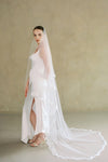CELIA II | Drop veil with lace trim
