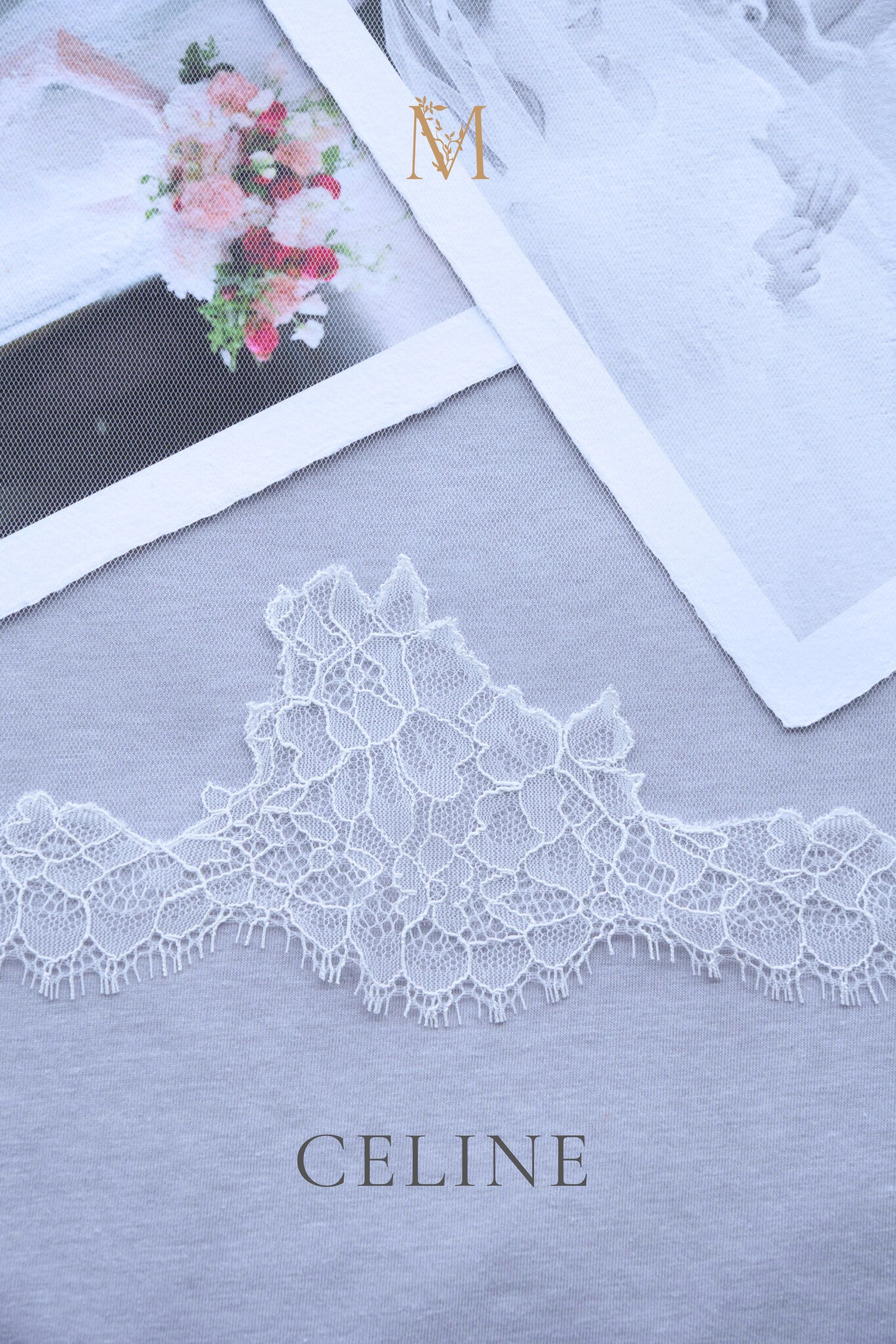 CELINE II | Drop Veil with Lace Trim