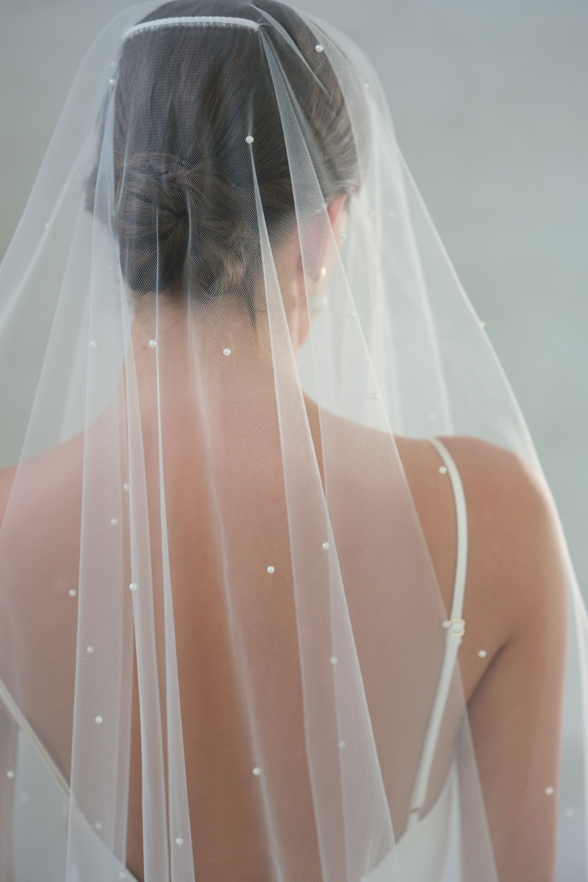 CHLOE II | Drop Veil with Small Pearls