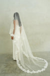 CECILIA II | Drop Veil with Lace Trim