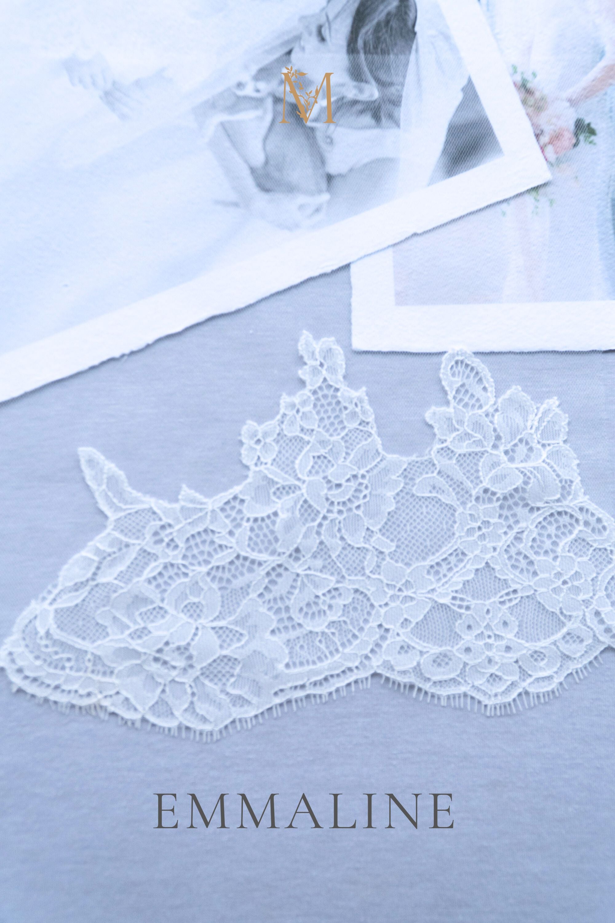 EMMALINE II | Lace Drop Veil with Floral Lace Trim – Madame Tulle