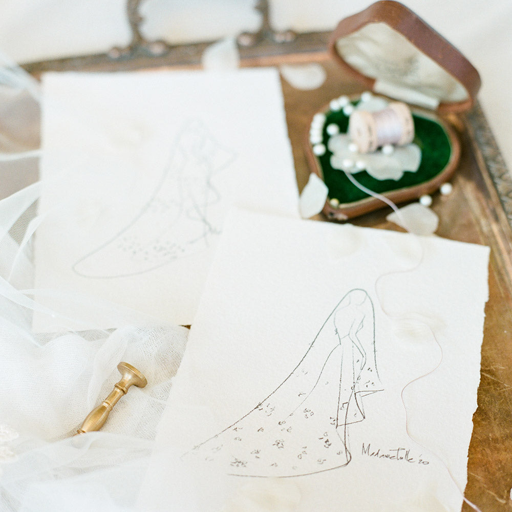 Wedding veil sketch by Madame Tulle bridal, Sydney