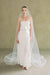 model wears a mantilla pearl edge veil