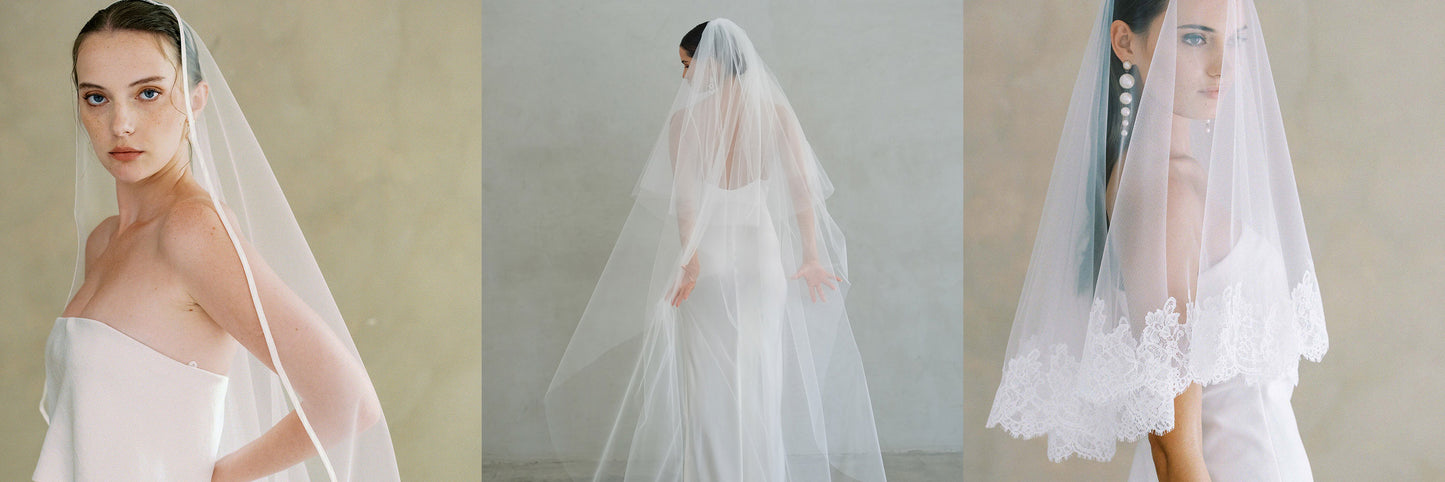 Banner triptych featuring wedding veils by Madame Tulle Sydney