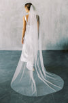 ADELE one tier Madame Tulle wedding veil worn by a model