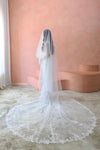 LILLIAN | Lace Wedding Veil with Blusher