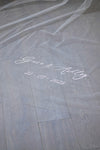 A wedding with veil personalisation embroidery bride and groom&#39;s names and wedding date