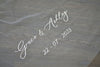 A wedding with veil personalisation embroidery bride and groom&#39;s names and wedding date